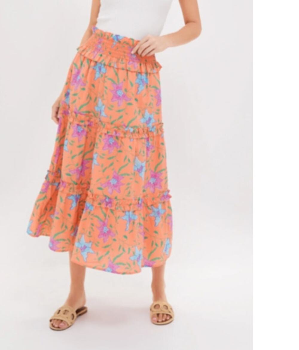 Tuckernuck Hyacinth House Odette Maxi Skirt Floral Multi Orange Size Small